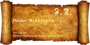 Héder Nikoletta névjegykártya
